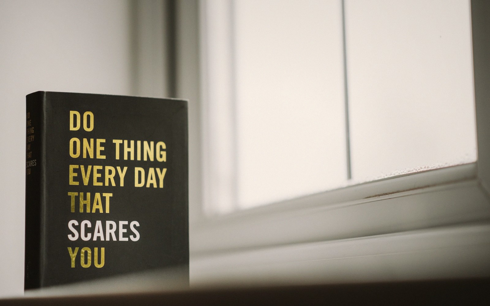 a book on a windowsill